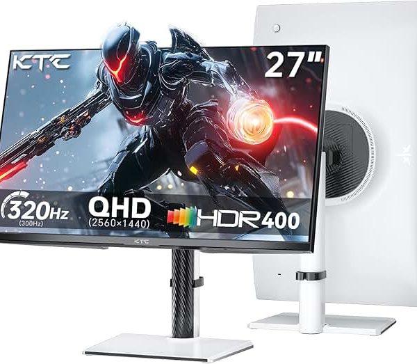 27 Inch White Gaming Monitor 300Hz/320Hz, QHD 1440P Fast IPS Computer Monitor with Adaptive FreeSync, HDR400, Height/Pivot/Swivel/Tilt Adjustable, DP&HDMI, H27E6